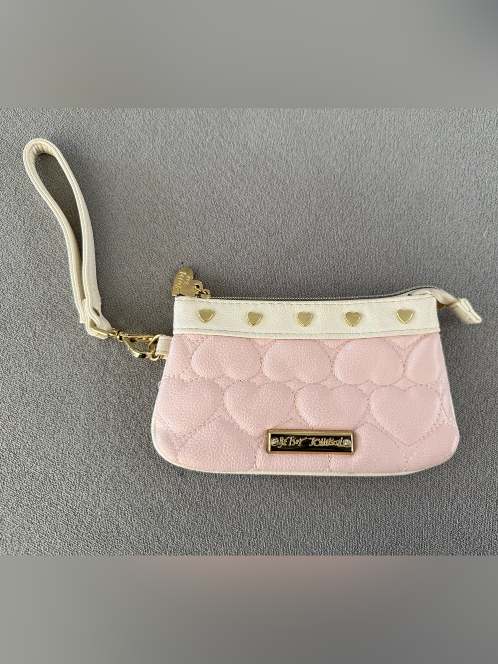 Betsey Johnson Pink Heart Quilted Wristlet